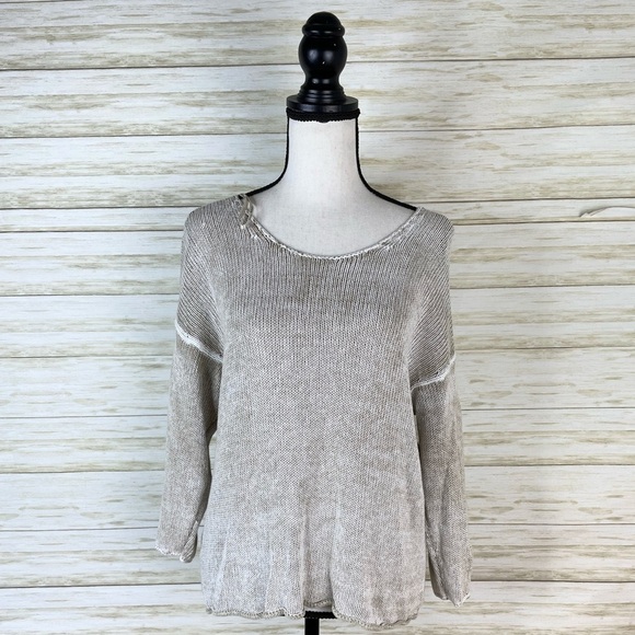 Tommy Bahama Distressed Acidwash Linen Loose Knit Sweater - Picture 1 of 5